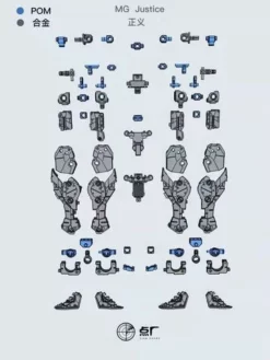 DOT Workshop Gundam 1/100 MG Justice Metal Diecast Upgrade Parts